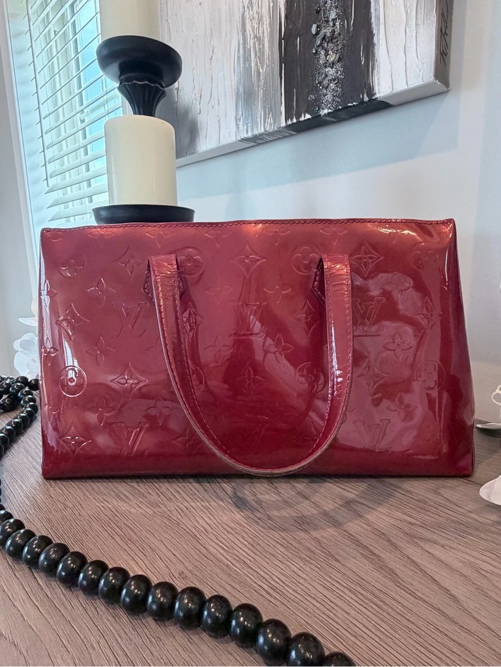 Louis Vuitton Red Vernis Patent Monogram Tote